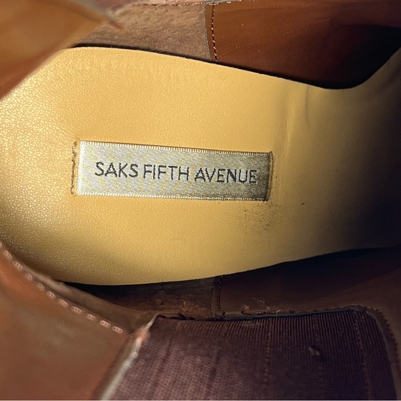 Saks Fifth Avenue Tayna Brownie leather upper On Ankle Boots NWT Size 9 - Picture 6 of 15